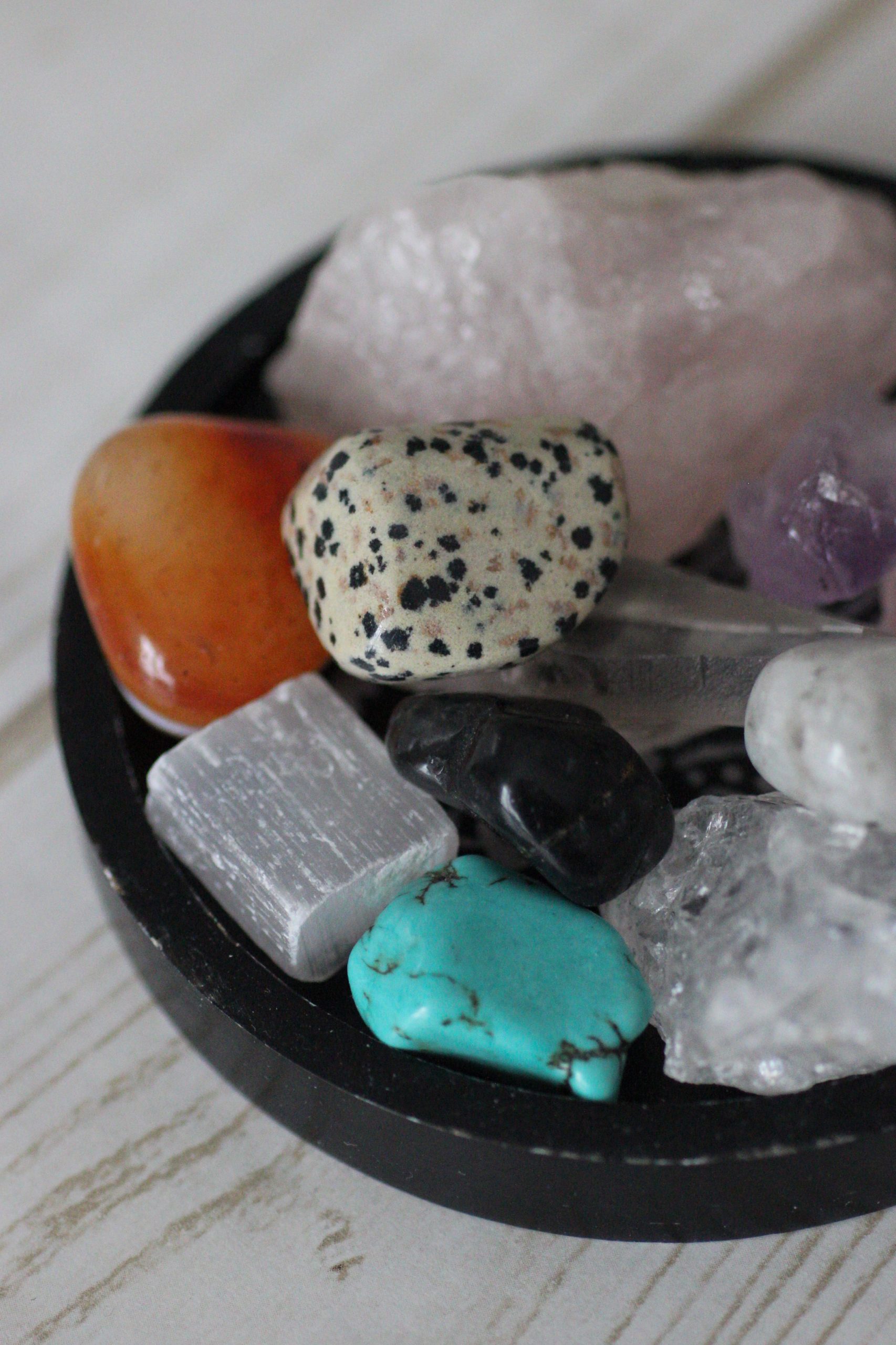 bowl full of different crystals Empath's Holiday